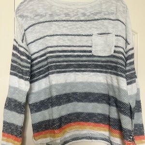 Hem & Thread Striped Sweater - White, Navy, Orange, Yellow